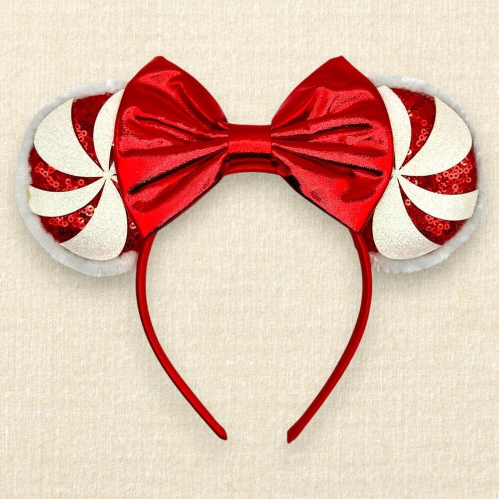 Peppermint Candy Cane Minnie Ears | Disney-Inspired Christmas Mouse Ears